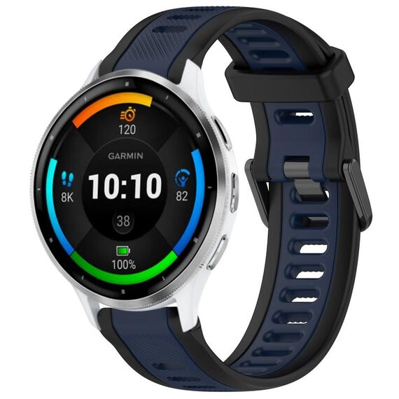 Per cinturino in silicone strutturato bicolore Garmin Venu 3 da 22 mm (blu notte + nero)