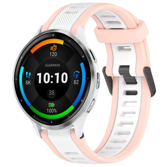 Per cinturino in silicone strutturato bicolore Garmin Venu 3 da 22 mm (bianco + rosa)