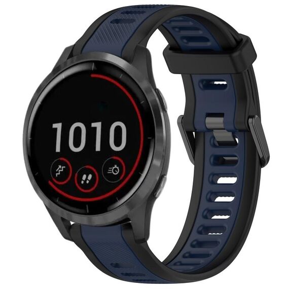 Per cinturino in silicone strutturato bicolore Garmin Vivoactive 4 22mm (blu notte + nero)