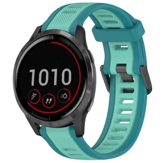 Per cinturino per orologio in silicone testurizzato bicolore Garmin Vivoactive 4 22mm (verde acqua)