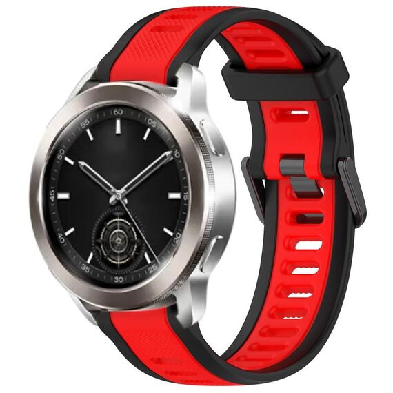 Per Xiaomi Watch S3 22mm cinturino in silicone strutturato bicolore (rosso + nero)