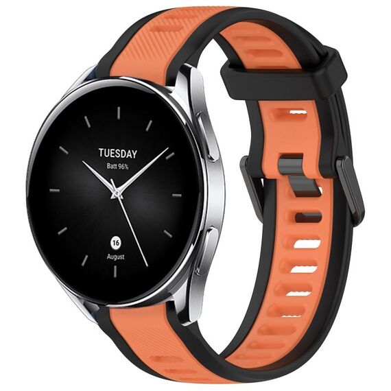 Per Xiaomi Watch S2 cinturino in silicone strutturato bicolore da 22 mm (arancione + nero)