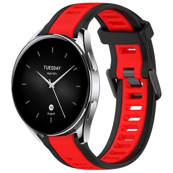 Per Xiaomi Watch S2 cinturino in silicone strutturato bicolore da 22 mm (rosso + nero)
