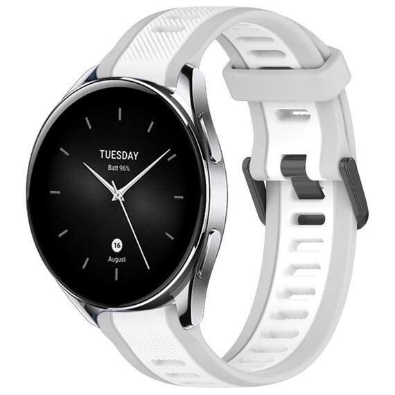 Per Xiaomi Watch S2 cinturino in silicone strutturato bicolore da 22 mm (bianco + grigio)