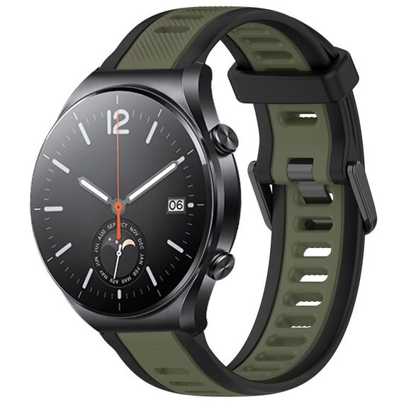 Per Xiaomi MI Watch S1 22mm cinturino in silicone strutturato bicolore (verde + nero)