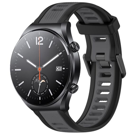 Per Xiaomi MI Watch S1 22mm cinturino in silicone strutturato bicolore (grigio + nero)