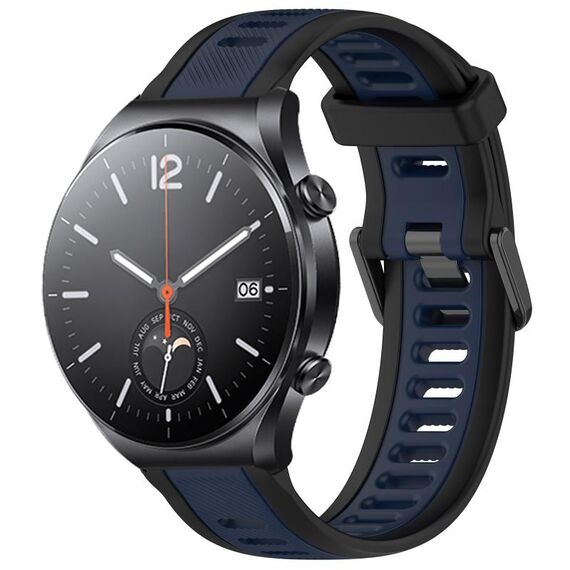 Per Xiaomi MI Watch S1 22mm cinturino in silicone strutturato bicolore (blu notte + nero)