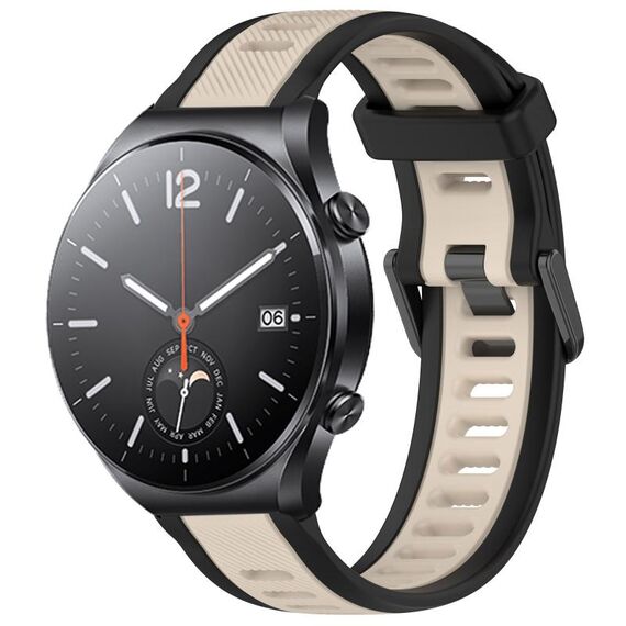 Per Xiaomi MI Watch S1 22mm cinturino in silicone strutturato bicolore (Starlight + nero)
