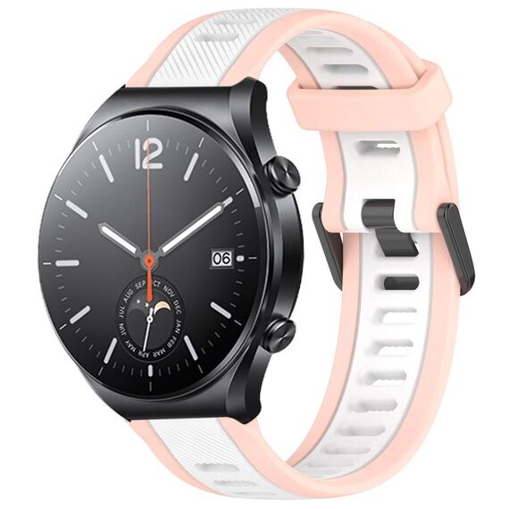 Per Xiaomi MI Watch S1 22mm cinturino in silicone strutturato bicolore (bianco + rosa)