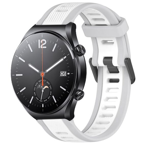 Per Xiaomi MI Watch S1 22mm cinturino in silicone strutturato bicolore (bianco + grigio)