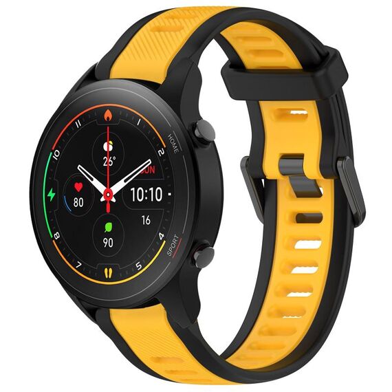 Per Xiaomi MI Watch S1 Pro 22mm cinturino in silicone strutturato bicolore (giallo + nero)
