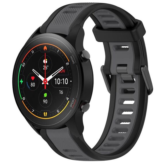 Per Xiaomi MI Watch S1 Pro 22mm cinturino in silicone strutturato a due colori (grigio + nero)