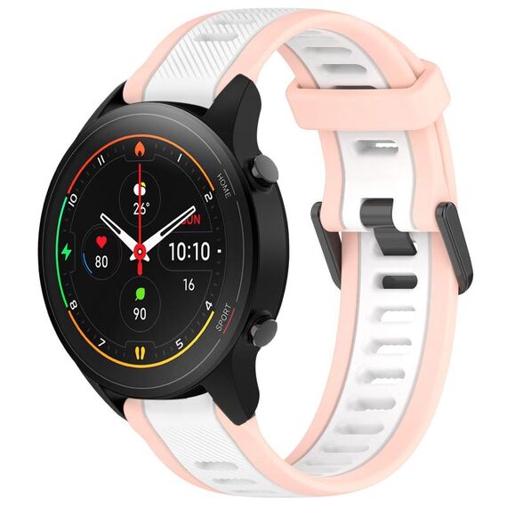 Per Xiaomi MI Watch S1 Pro 22mm cinturino in silicone strutturato bicolore (bianco + rosa)