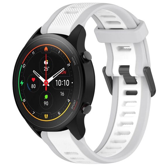 Per Xiaomi MI Watch S1 Pro 22mm cinturino in silicone strutturato bicolore (bianco + grigio)