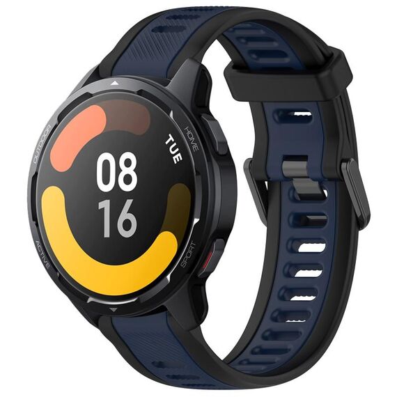 Per Xiaomi Watch S1 Active 22mm cinturino in silicone strutturato bicolore (blu notte + nero)