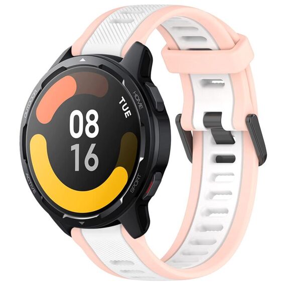 Per Xiaomi Watch S1 Active 22mm cinturino in silicone strutturato bicolore (bianco + rosa)