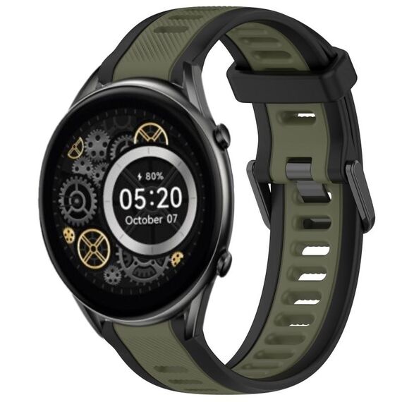 Per Xiaomi Haylou RT2 LS10 cinturino in silicone strutturato bicolore da 22 mm (verde + nero)