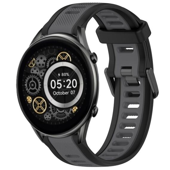 Per Xiaomi Haylou RT2 LS10 cinturino in silicone strutturato bicolore da 22 mm (grigio + nero)