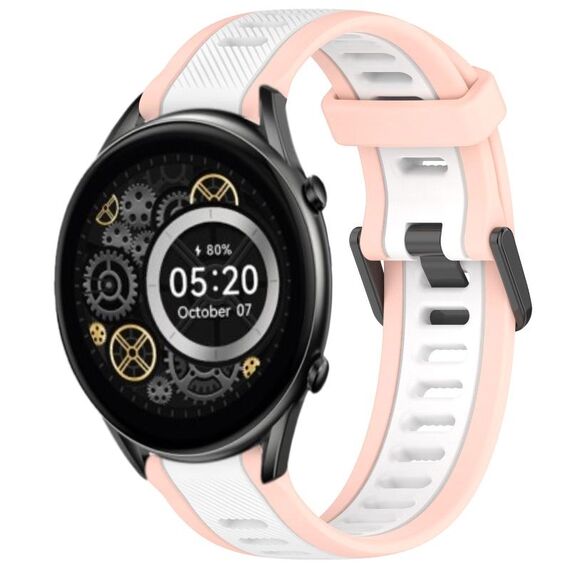 Per Xiaomi Haylou RT2 LS10 cinturino in silicone strutturato bicolore da 22 mm (bianco + rosa)