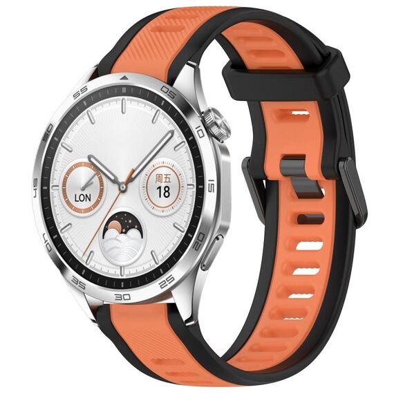 Per Huawei Watch GT4 46mm 22mm cinturino in silicone strutturato bicolore (arancione + nero)