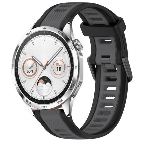 Per Huawei Watch GT4 46mm 22mm cinturino in silicone strutturato bicolore (grigio + nero)