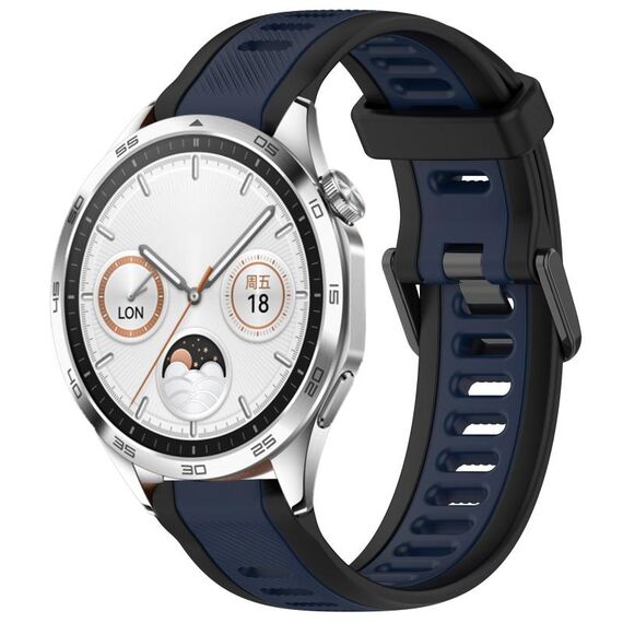 Per Huawei Watch GT4 46mm 22mm cinturino in silicone strutturato bicolore (blu notte + nero)