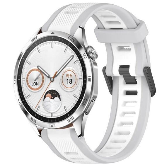 Per Huawei Watch GT4 46mm 22mm cinturino in silicone strutturato bicolore (bianco + grigio)