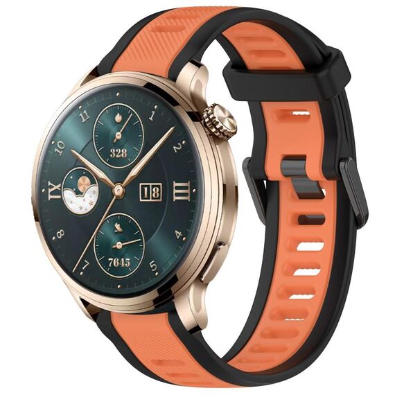 Per Honor Watch 4 Pro 22mm cinturino in silicone strutturato bicolore (arancione + nero)