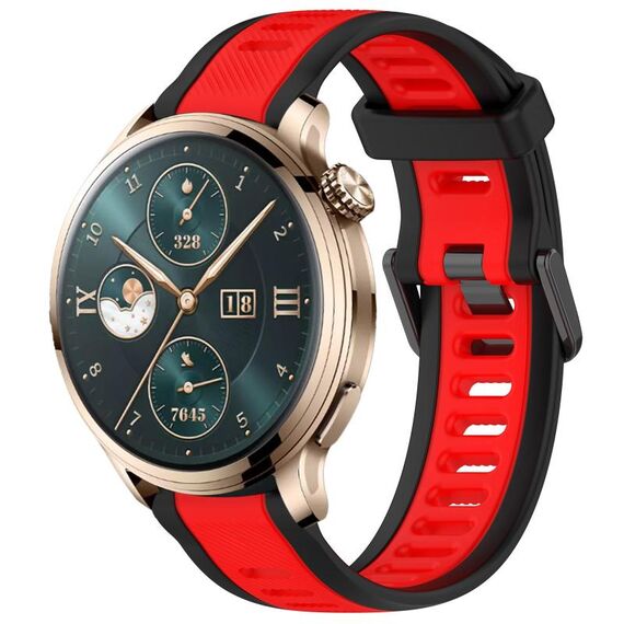 Per Honor Watch 4 Pro 22mm cinturino in silicone strutturato bicolore (rosso + nero)
