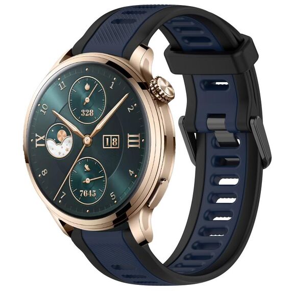 Cinturino per orologio in silicone strutturato bicolore per Honor Watch 4 Pro 22 mm (blu notte + nero)