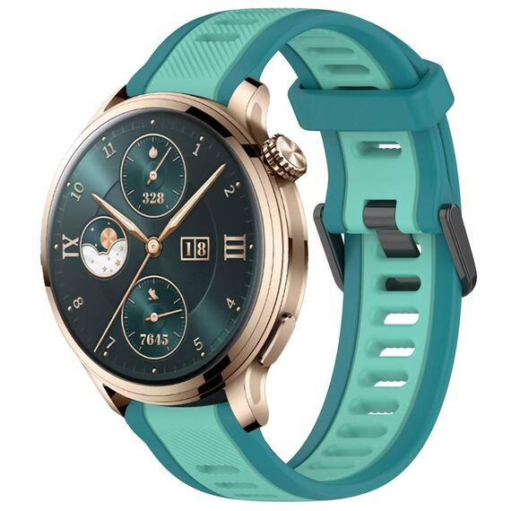 Cinturino per orologio in silicone strutturato bicolore per Honor Watch 4 Pro 22 mm (verde acqua)