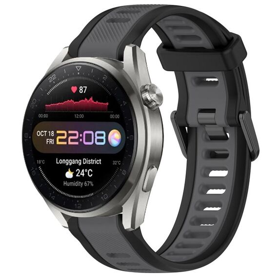 Per Huawei Watch 3 Pro Nuovo cinturino in silicone strutturato bicolore da 22 mm (grigio + nero)