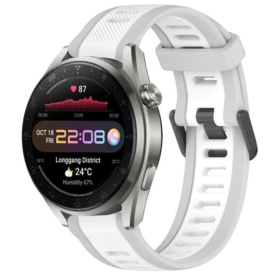 Per Huawei Watch 3 Pro Nuovo cinturino in silicone strutturato bicolore da 22 mm (bianco + grigio)