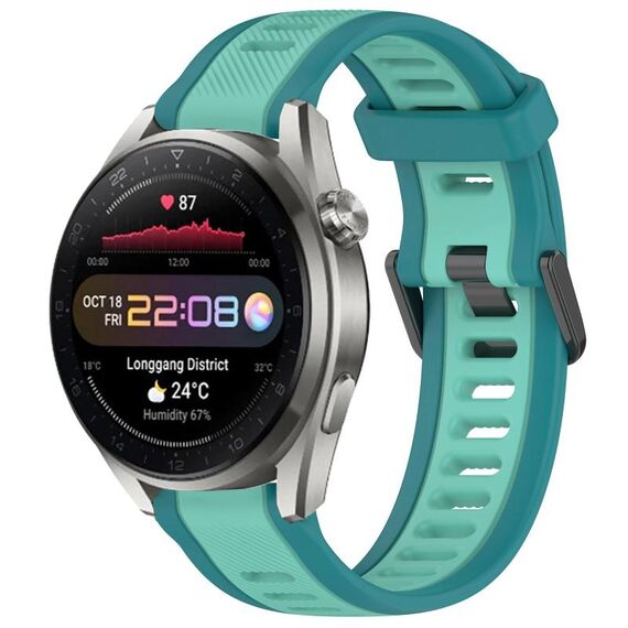 Per Huawei Watch 3 Pro Nuovo cinturino in silicone strutturato bicolore da 22 mm (verde acqua)