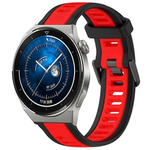 Per Huawei Watch GT3 Pro 46mm 22mm cinturino in silicone strutturato bicolore (rosso + nero)