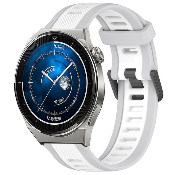 Per Huawei Watch GT3 Pro 46mm 22mm cinturino in silicone strutturato bicolore (bianco + grigio)