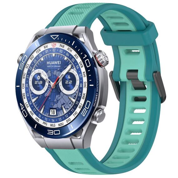 Per Huawei Watch Ultimate 22 mm cinturino in silicone strutturato bicolore (verde acqua)
