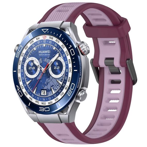 Per Huawei Watch Ultimate 22mm cinturino in silicone strutturato bicolore (viola)