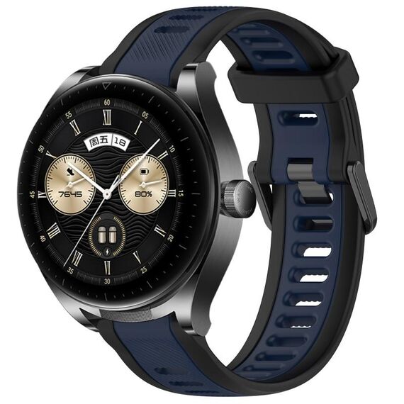 Per Huawei Watch Buds cinturino in silicone strutturato bicolore da 22 mm (blu notte + nero)