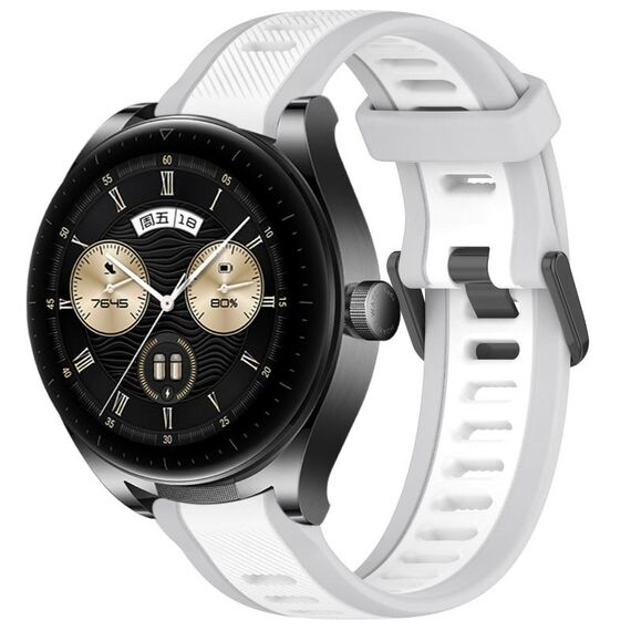 Per Huawei Watch Buds cinturino in silicone strutturato bicolore da 22 mm (bianco + grigio)