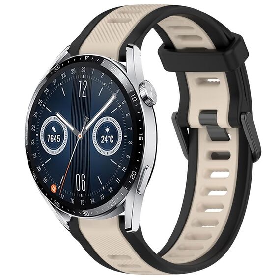 Per Huawei Watch GT3 46mm 22mm cinturino in silicone strutturato bicolore (Starlight + nero)