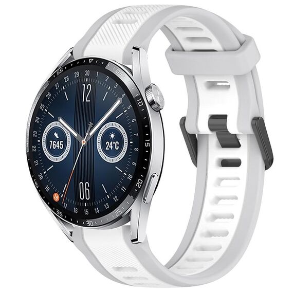 Per Huawei Watch GT3 46mm 22mm cinturino in silicone strutturato bicolore (bianco + grigio)