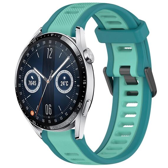 Per Huawei Watch GT3 46mm 22mm cinturino in silicone strutturato bicolore (verde acqua)