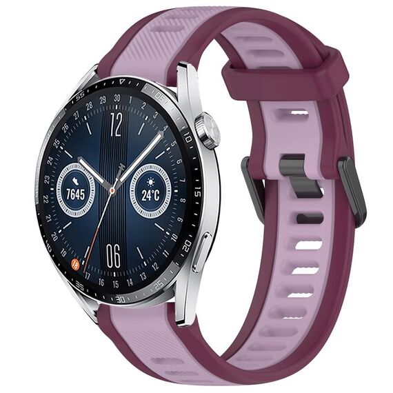 Per Huawei Watch GT3 46mm 22mm cinturino in silicone strutturato bicolore (viola)