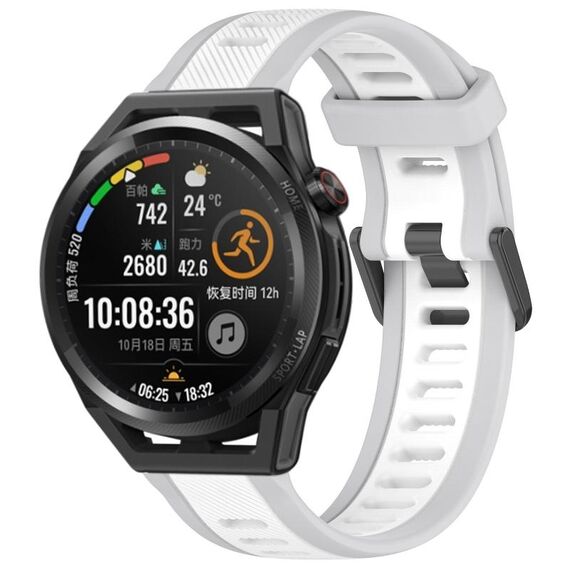 Per Huawei Watch GT Runner 22mm cinturino in silicone strutturato bicolore (bianco + grigio)