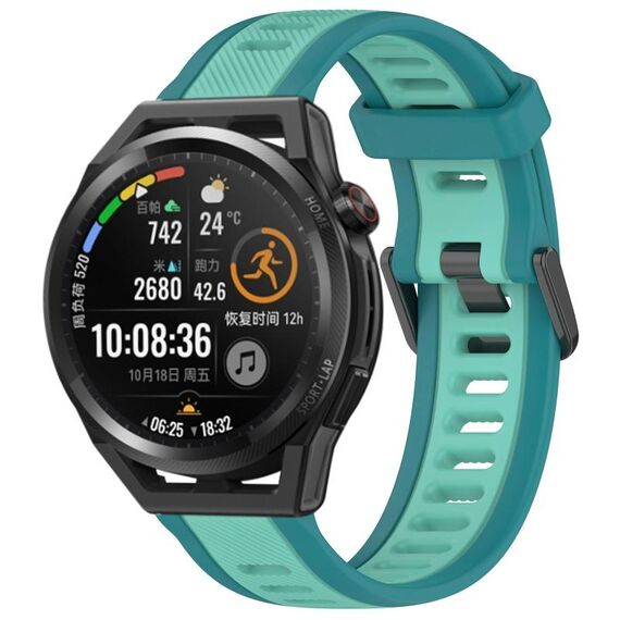 Per Huawei Watch GT Runner 22mm cinturino in silicone strutturato bicolore (verde acqua)