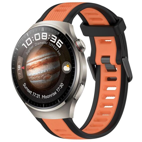 Per Huawei Watch 4 22mm cinturino in silicone strutturato bicolore (arancione + nero)