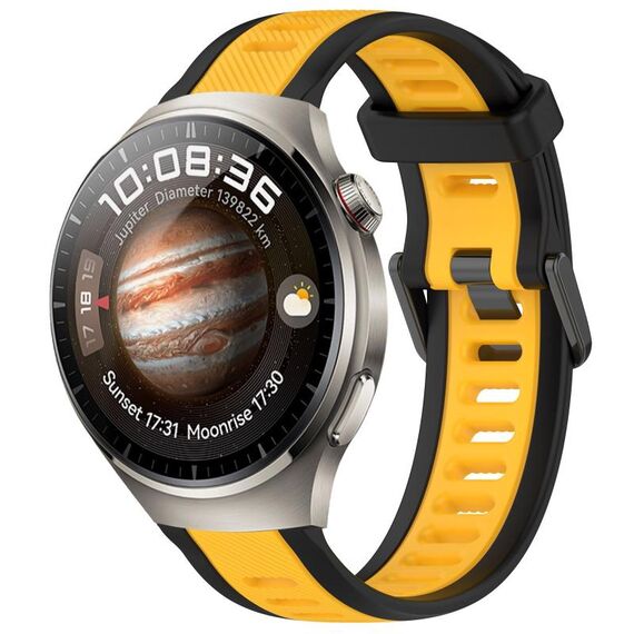 Per Huawei Watch 4 22mm cinturino in silicone strutturato bicolore (giallo + nero)