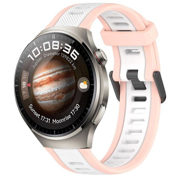 Per Huawei Watch 4 22mm cinturino in silicone strutturato bicolore (bianco + rosa)