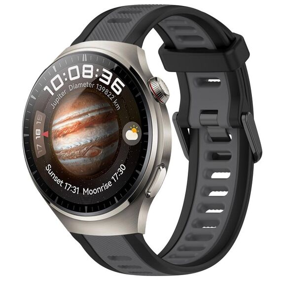 Per Huawei Watch 4 Pro 22mm cinturino in silicone strutturato bicolore (grigio + nero)
